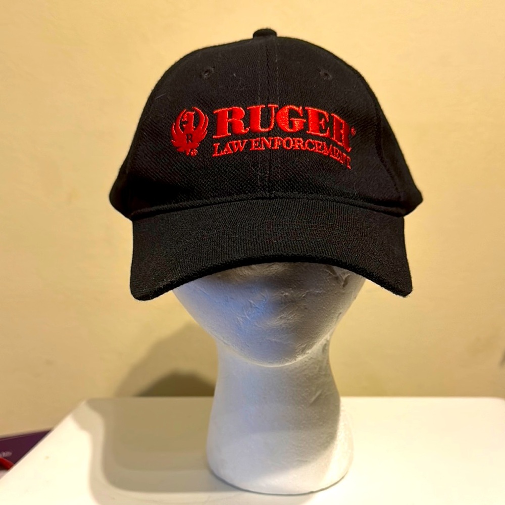 Ruger Black Cap with Red Logo Vintage Unisex Adjustable One Size Fits Most